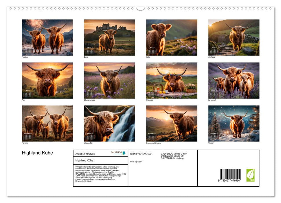 Highland Kühe (CALVENDO Premium Wandkalender 2026)