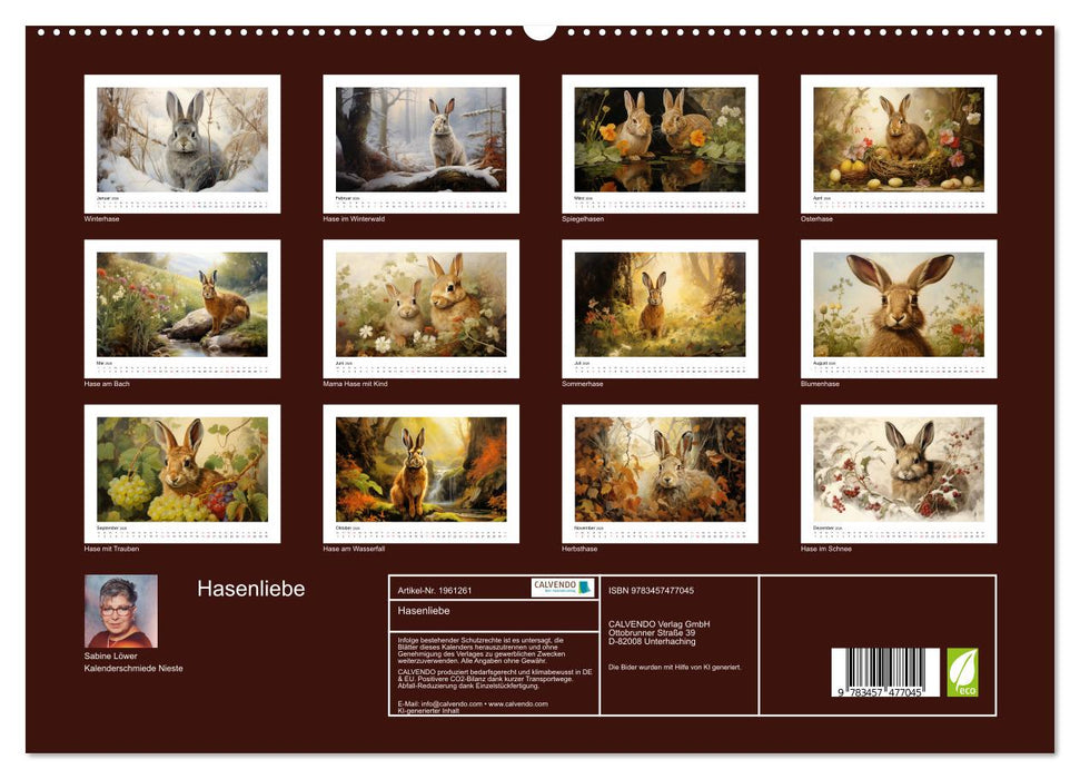 Hasenliebe (CALVENDO Premium Wandkalender 2026)