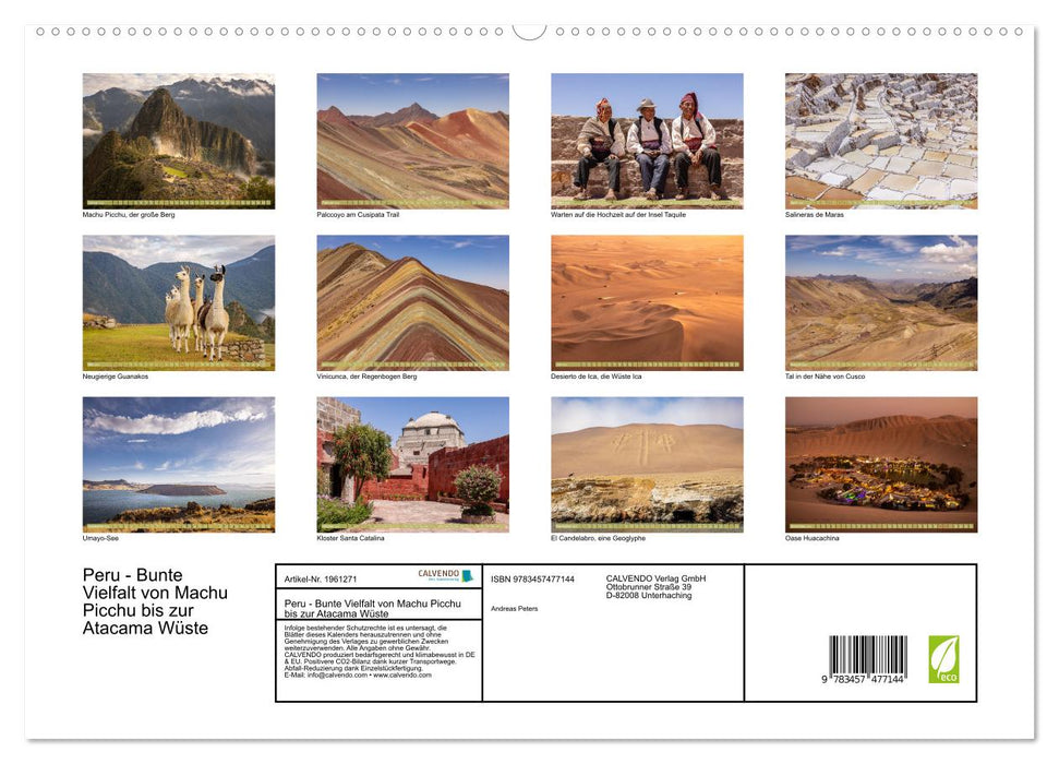 Peru - Bunte Vielfalt von Machu Picchu bis zur Atacama Wüste (CALVENDO Premium Wandkalender 2026)