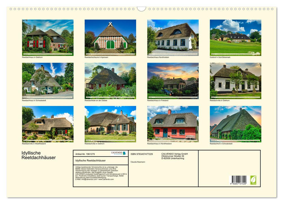 Idyllische Reetdachhäuser (CALVENDO Wandkalender 2026)