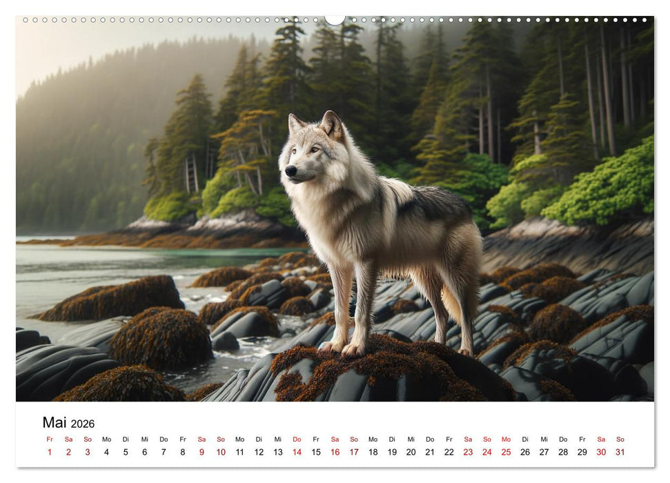 Kanadische Küstenwölfe (CALVENDO Wandkalender 2026)