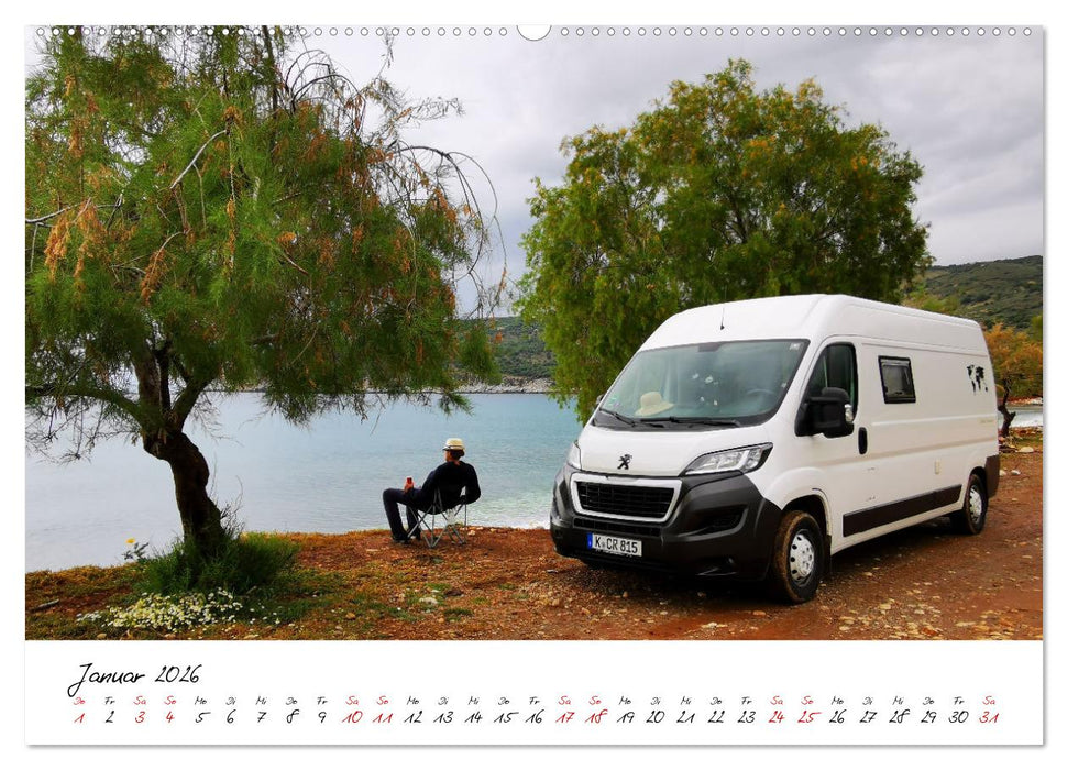 Berge und Meer: ein Vanlife-Abenteuer im Westen Griechenlands (CALVENDO Premium Wandkalender 2026)