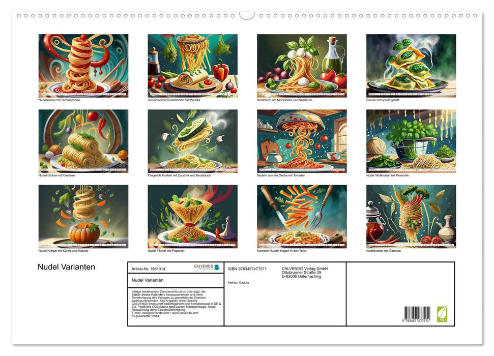 Nudel Varianten (CALVENDO Wandkalender 2026)