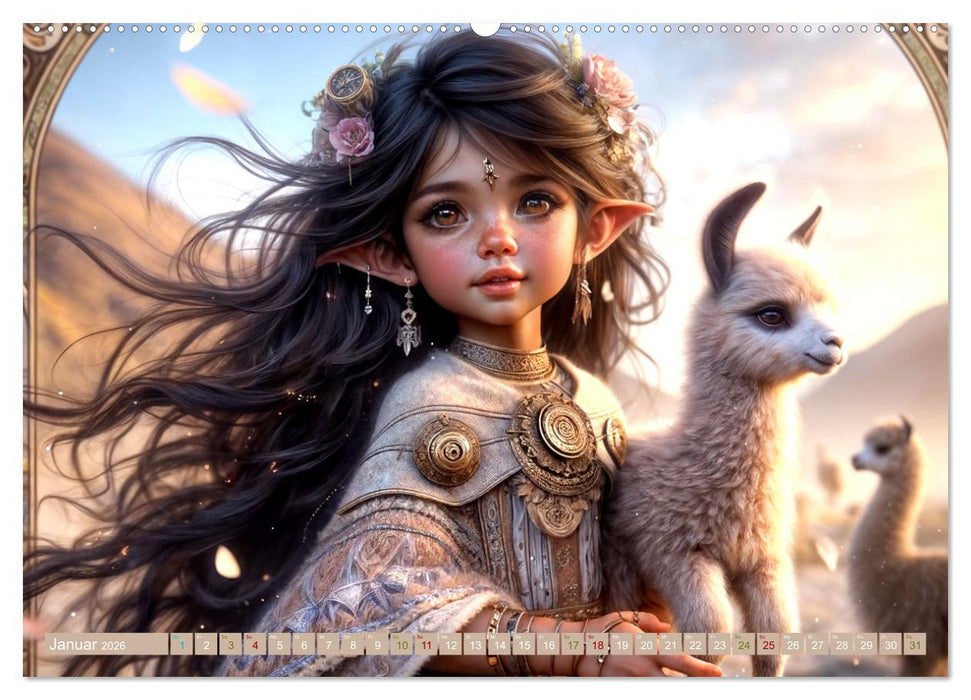 Elfenkinder und ihre Freunde - Magie und Natur im Einklang (CALVENDO Premium Wandkalender 2026)