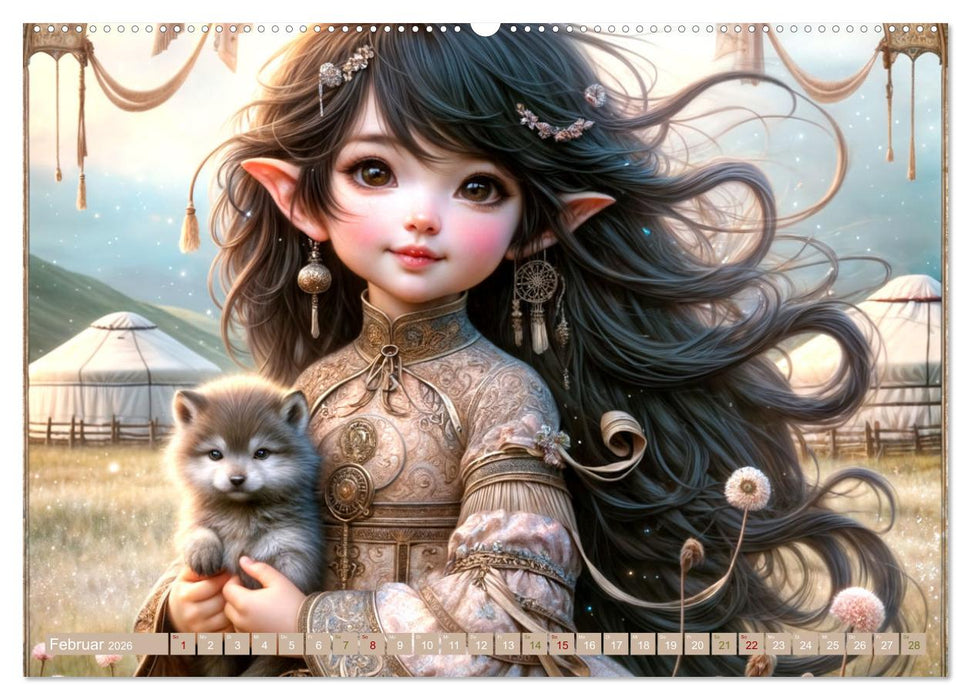 Elfenkinder und ihre Freunde - Magie und Natur im Einklang (CALVENDO Premium Wandkalender 2026)