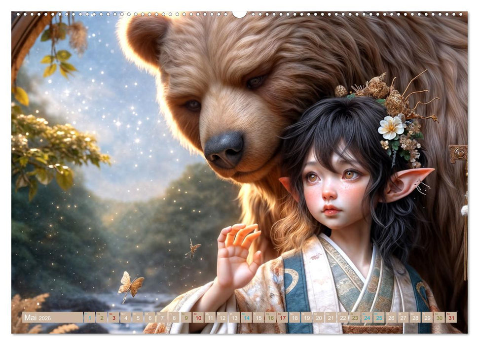 Elfenkinder und ihre Freunde - Magie und Natur im Einklang (CALVENDO Premium Wandkalender 2026)
