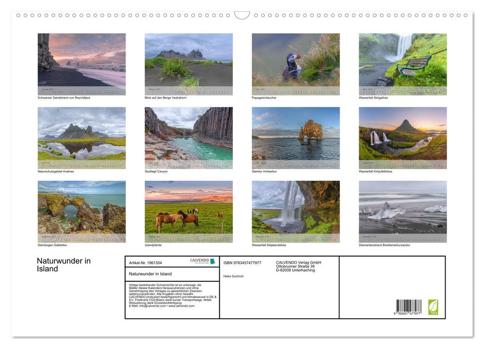 Naturwunder in Island (CALVENDO Wandkalender 2026)