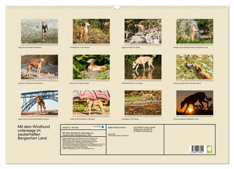 Mit dem Windhund unterwegs im zauberhaften Bergischen Land (CALVENDO Wandkalender 2026)