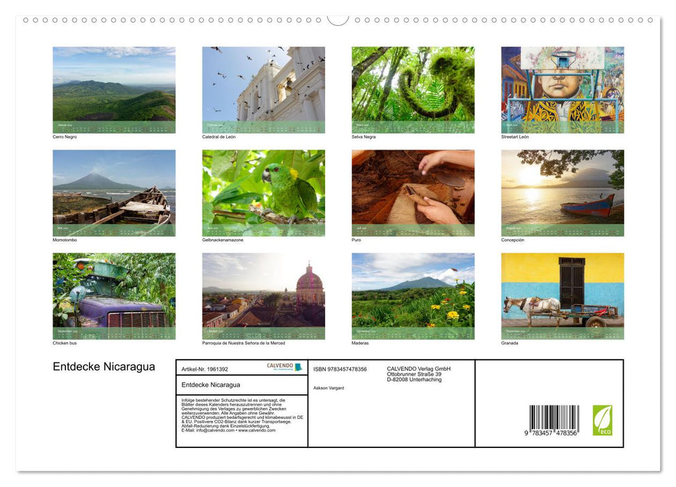 Entdecke Nicaragua (CALVENDO Premium Wandkalender 2026)
