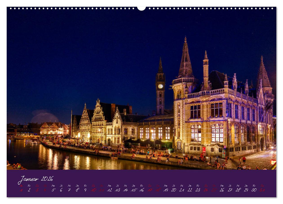 Brügge und Gent im Zwielicht (CALVENDO Wandkalender 2026)