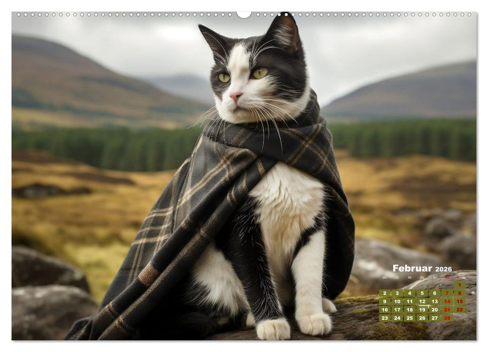 Schottische Katzenhelden (CALVENDO Premium Wandkalender 2026)