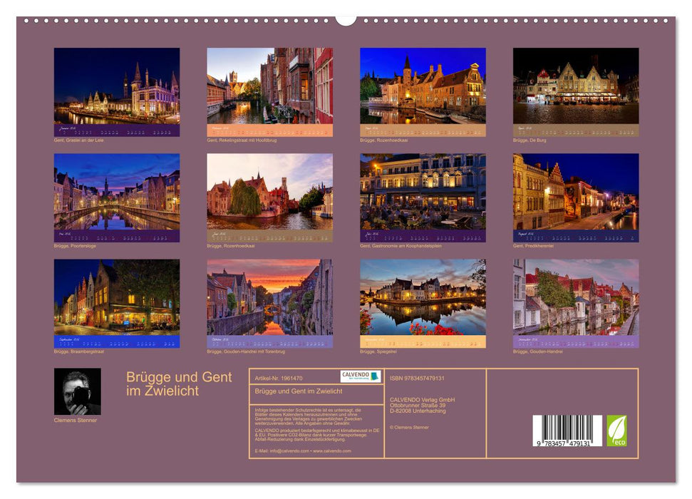 Brügge und Gent im Zwielicht (CALVENDO Premium Wandkalender 2026)