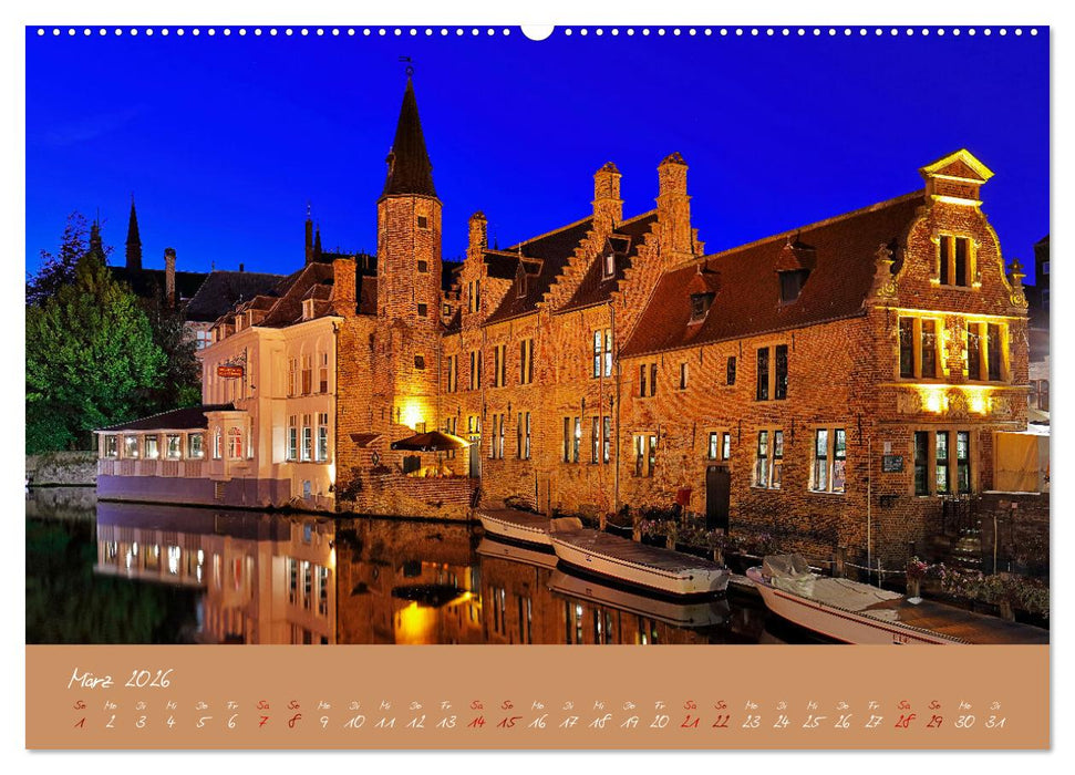 Brügge und Gent im Zwielicht (CALVENDO Premium Wandkalender 2026)