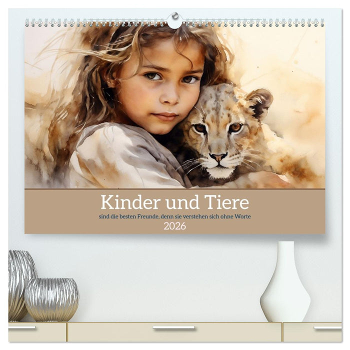 Kinder und Tiere (CALVENDO Premium Wandkalender 2026)