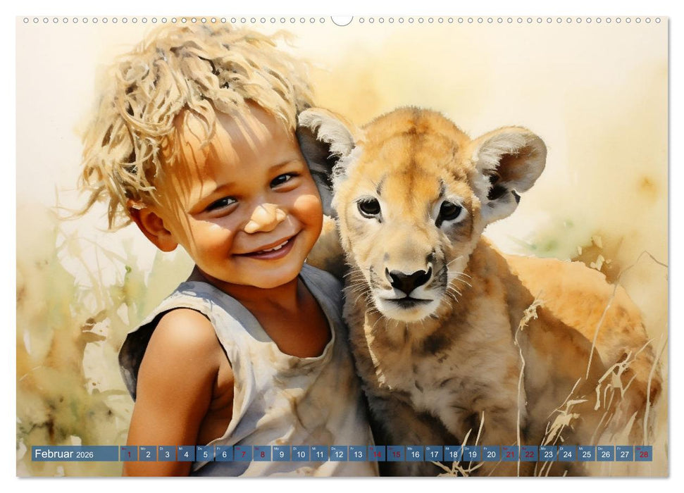 Kinder und Tiere (CALVENDO Premium Wandkalender 2026)