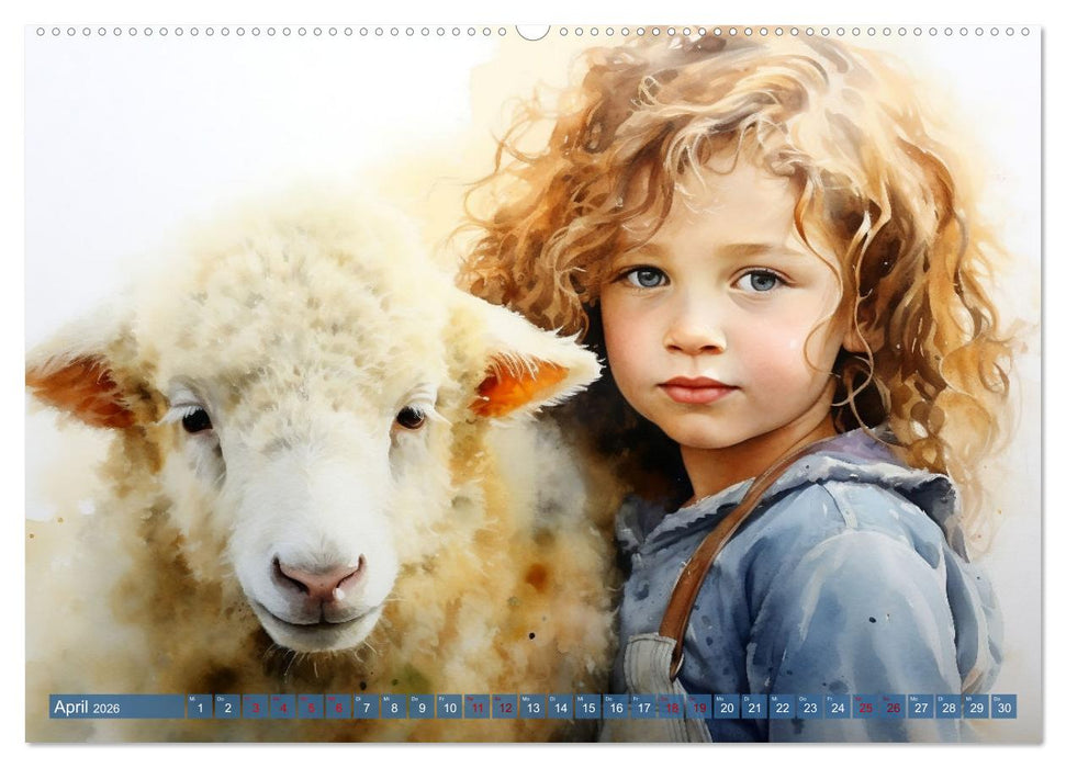 Kinder und Tiere (CALVENDO Premium Wandkalender 2026)