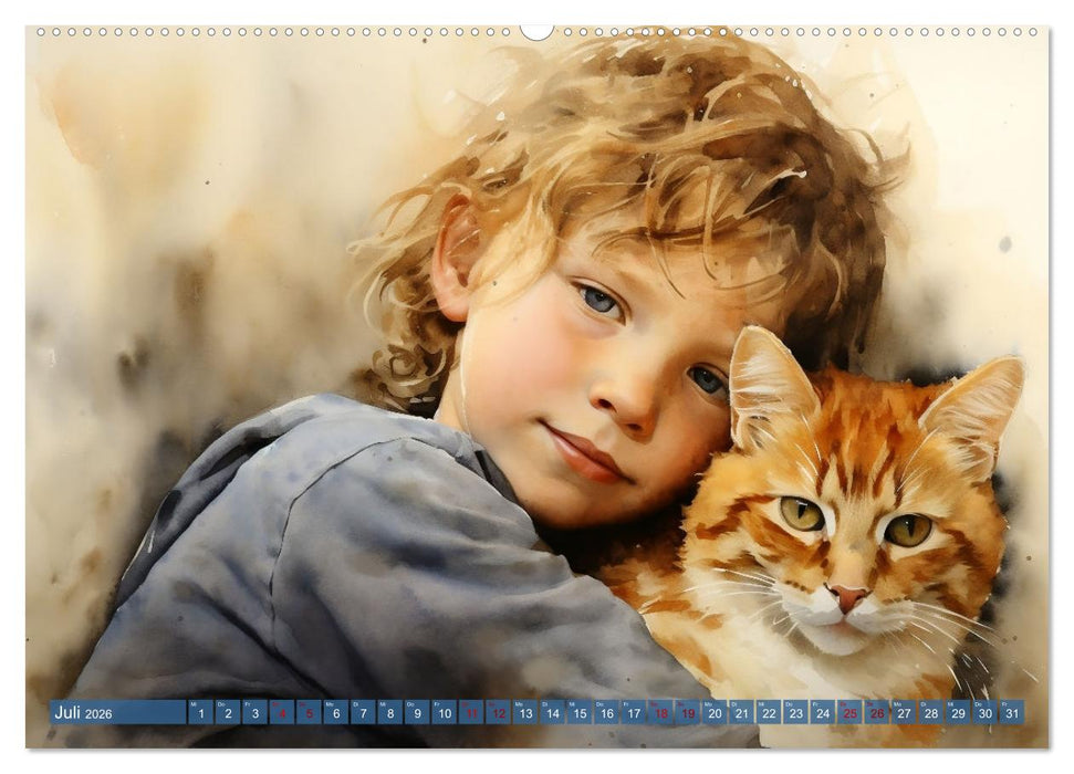 Kinder und Tiere (CALVENDO Premium Wandkalender 2026)
