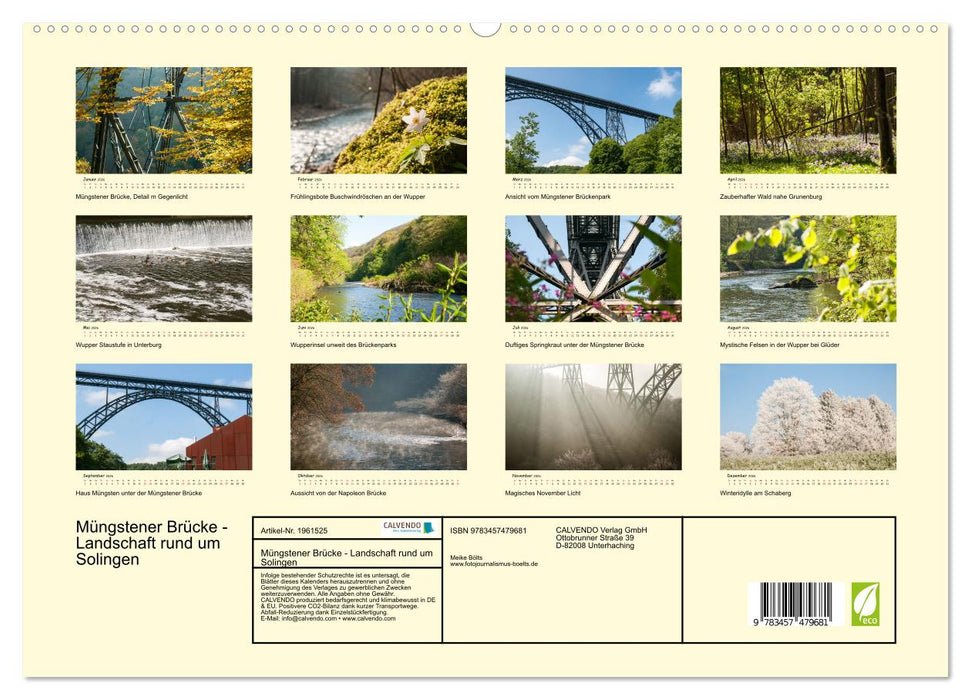 Müngstener Brücke - Landschaft rund um Solingen (CALVENDO Premium Wandkalender 2026)