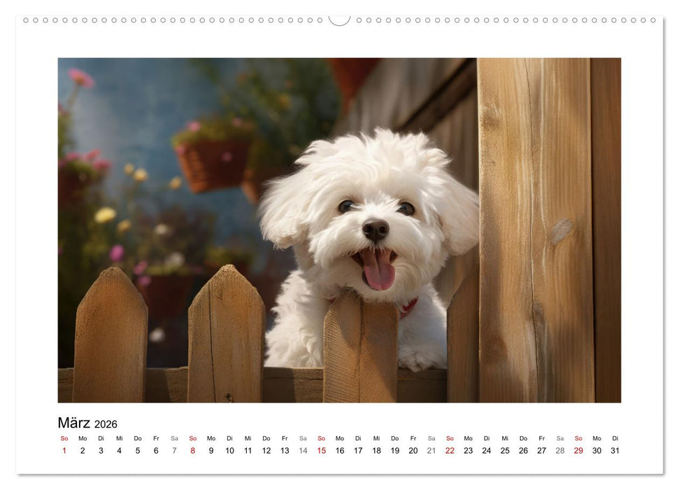 Bichon frisé, weiße Hündchen mit lockigem Haar (CALVENDO Premium Wandkalender 2026)