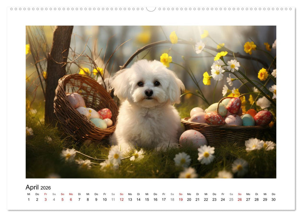 Bichon frisé, weiße Hündchen mit lockigem Haar (CALVENDO Premium Wandkalender 2026)