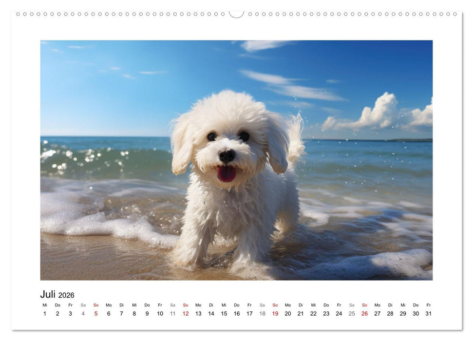 Bichon frisé, weiße Hündchen mit lockigem Haar (CALVENDO Premium Wandkalender 2026)