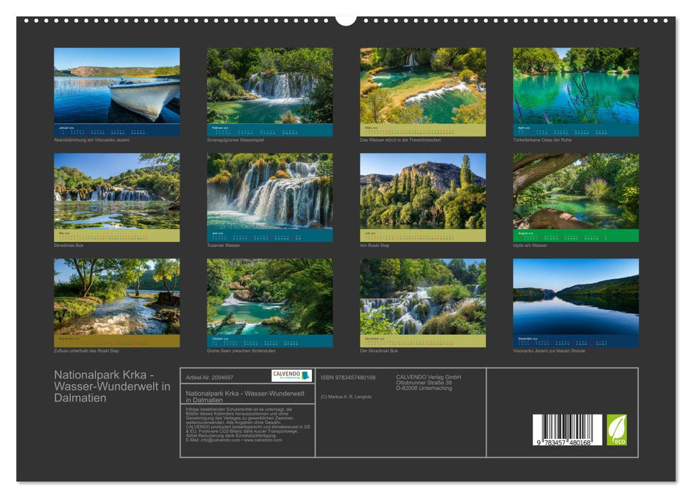 Nationalpark Krka - Wasser-Wunderwelt in Dalmatien (CALVENDO Premium Wandkalender 2026)