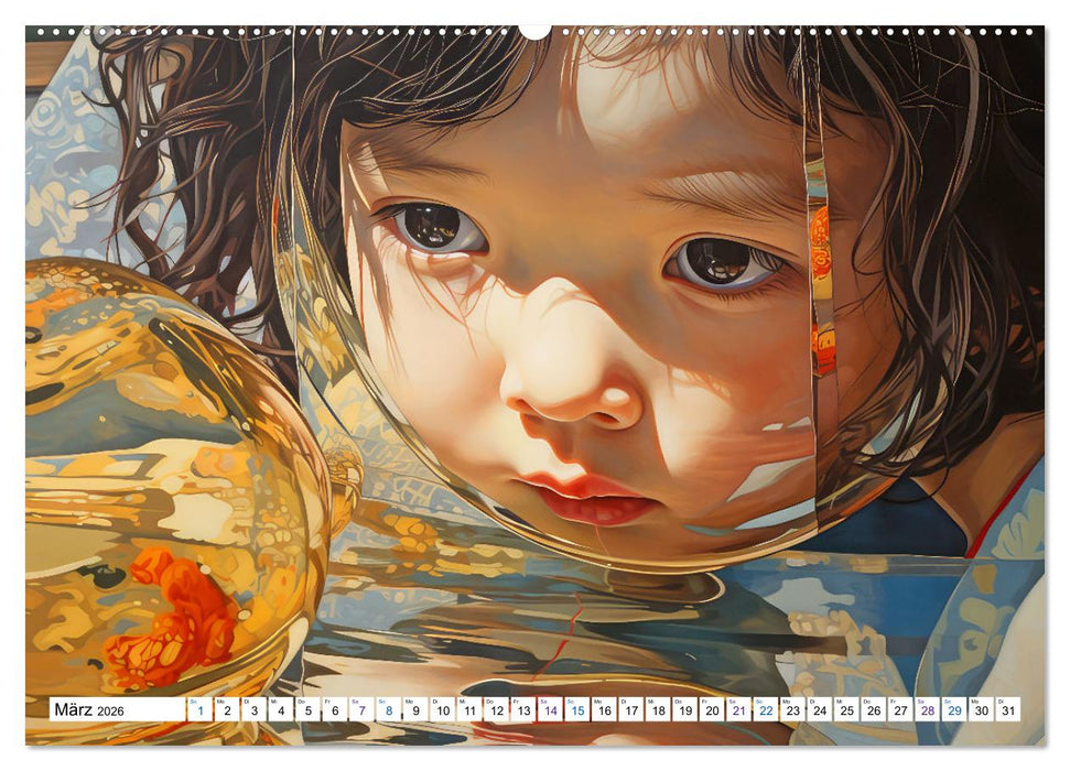 Surrealismus trifft asiatisch anmutende Gesichter (CALVENDO Wandkalender 2026)