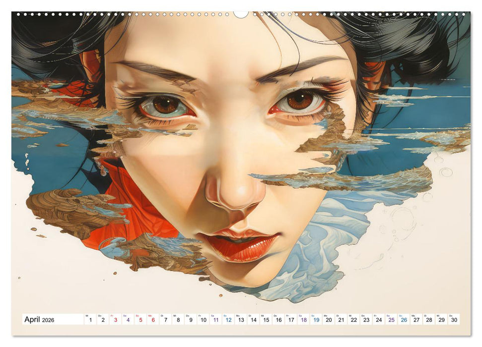 Surrealismus trifft asiatisch anmutende Gesichter (CALVENDO Wandkalender 2026)