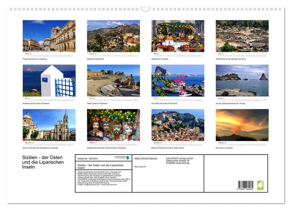 Sizilien - der Osten und die Liparischen Inseln (CALVENDO Wandkalender 2026)