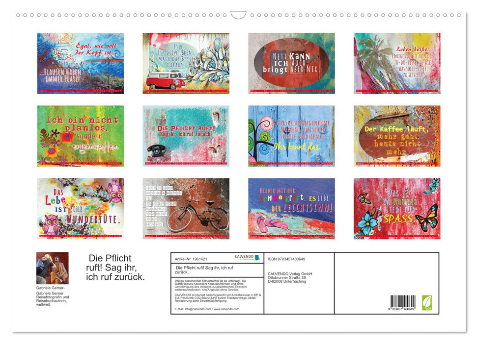 Die Pflicht ruft! Sag ihr, ich ruf zurück. (CALVENDO Wandkalender 2026)
