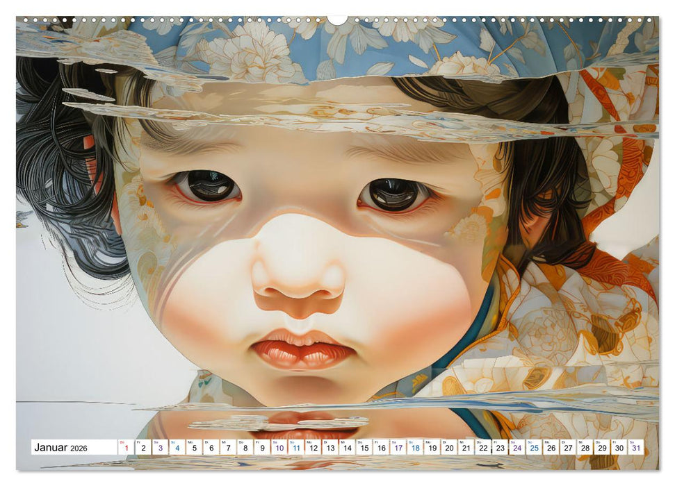 Surrealismus trifft asiatisch anmutende Gesichter (CALVENDO Premium Wandkalender 2026)