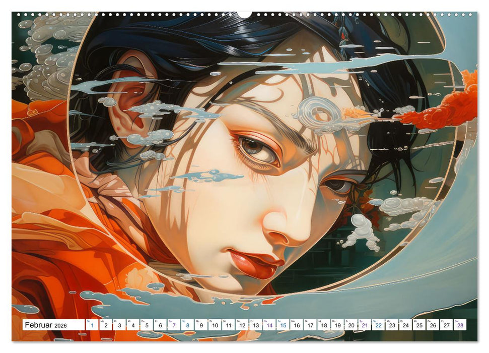 Surrealismus trifft asiatisch anmutende Gesichter (CALVENDO Premium Wandkalender 2026)