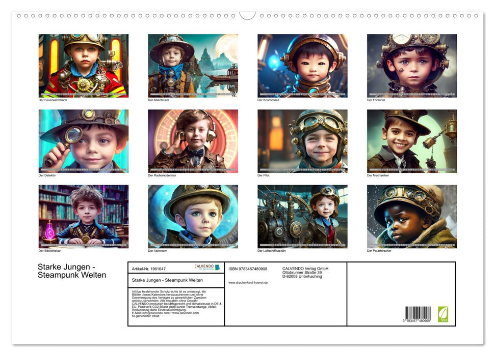 Starke Jungen - Steampunk Welten (CALVENDO Wandkalender 2026)