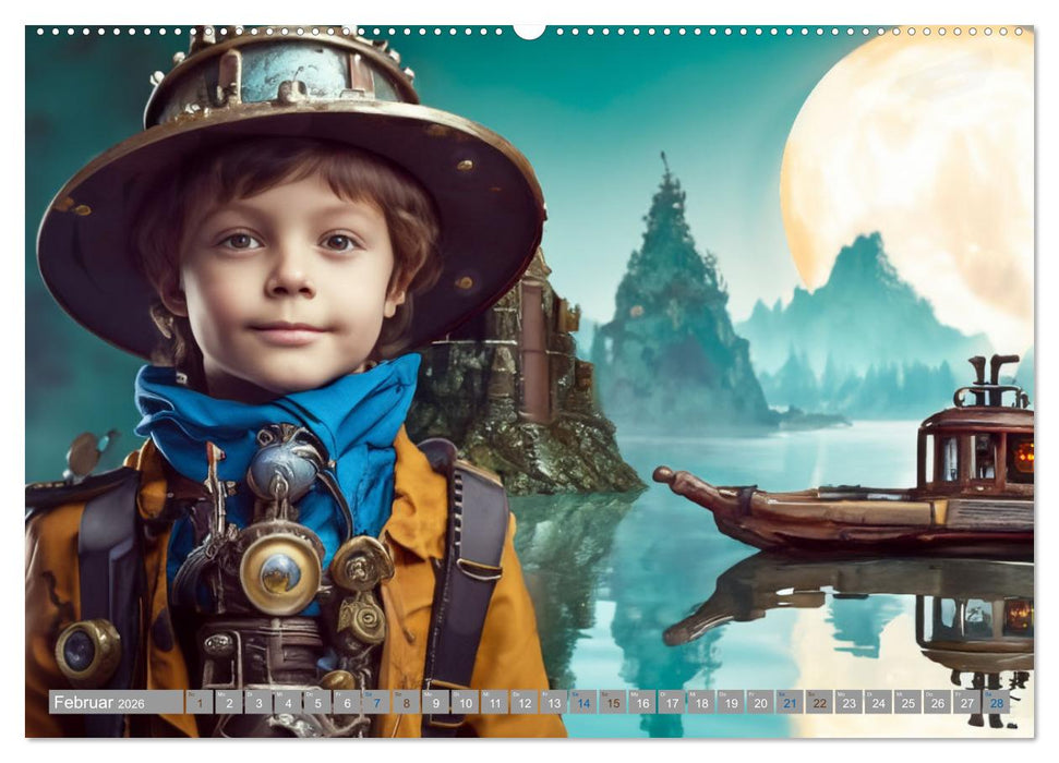 Starke Jungen - Steampunk Welten (CALVENDO Wandkalender 2026)
