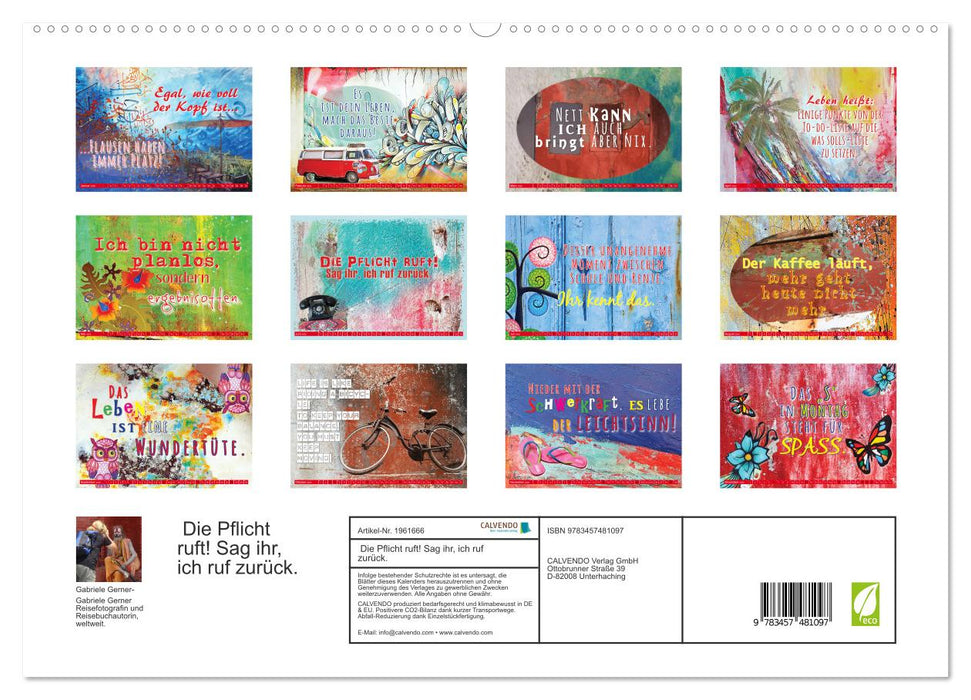 Die Pflicht ruft! Sag ihr, ich ruf zurück. (CALVENDO Premium Wandkalender 2026)
