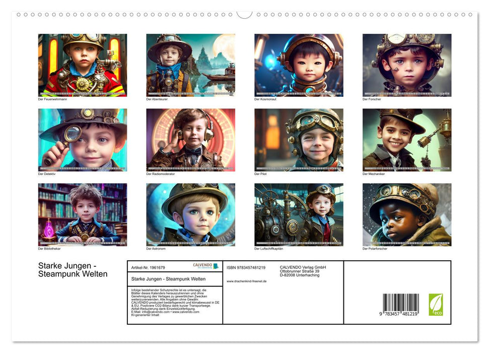 Starke Jungen - Steampunk Welten (CALVENDO Premium Wandkalender 2026)