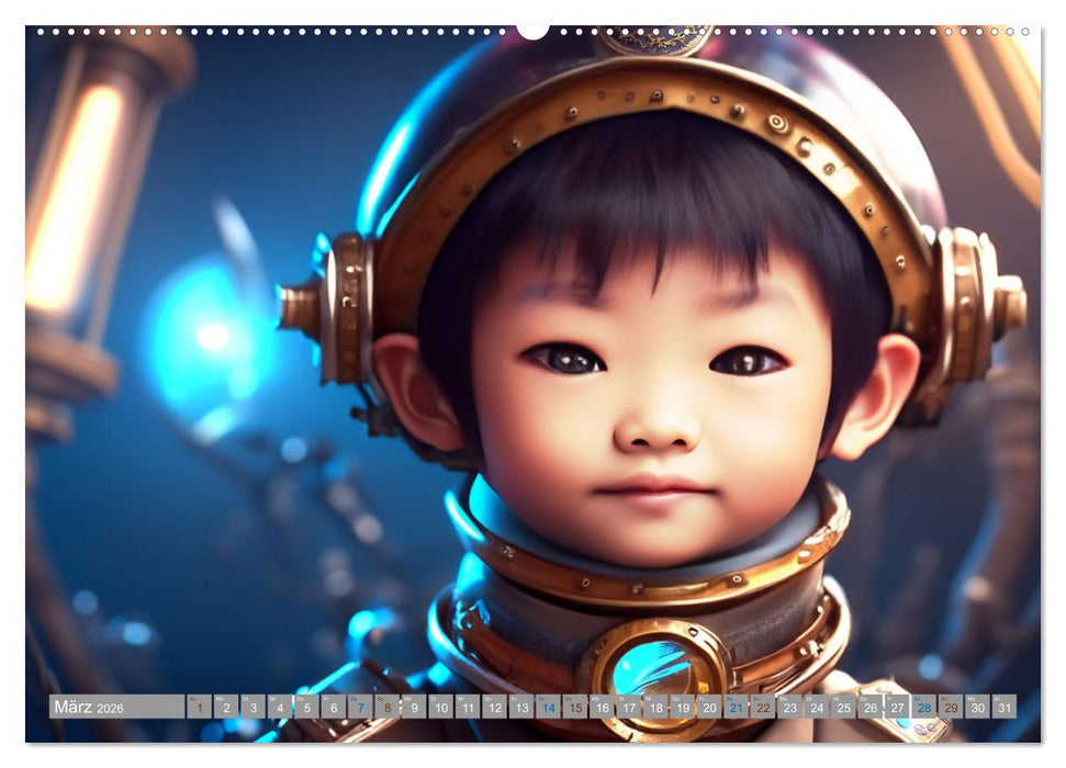 Starke Jungen - Steampunk Welten (CALVENDO Premium Wandkalender 2026)