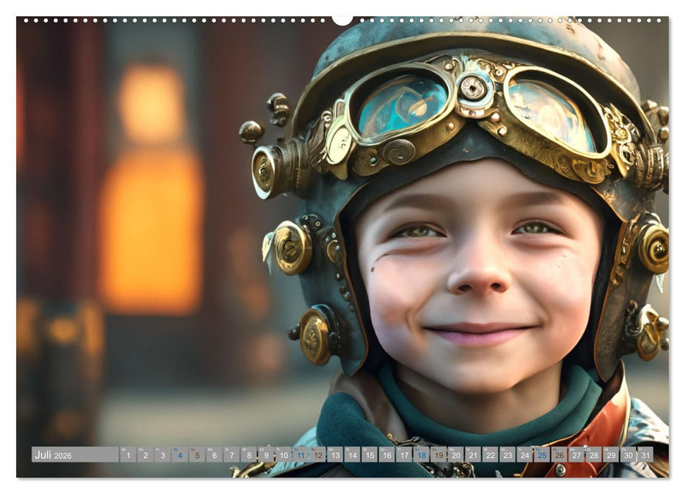 Starke Jungen - Steampunk Welten (CALVENDO Premium Wandkalender 2026)