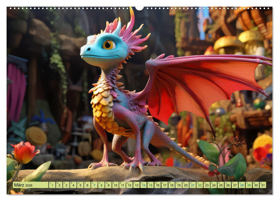Farbenfrohe Fantasiedrachen (CALVENDO Wandkalender 2026)