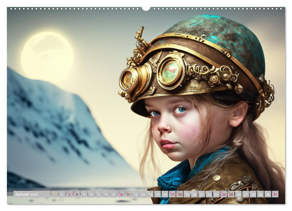 Starke Mädchen - Steampunk Welten (CALVENDO Premium Wandkalender 2026)