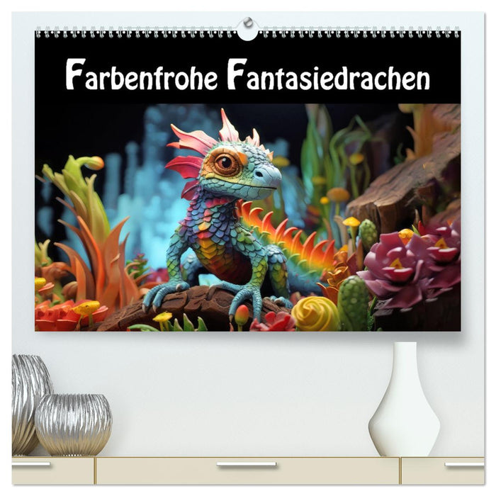Farbenfrohe Fantasiedrachen (CALVENDO Premium Wandkalender 2026)