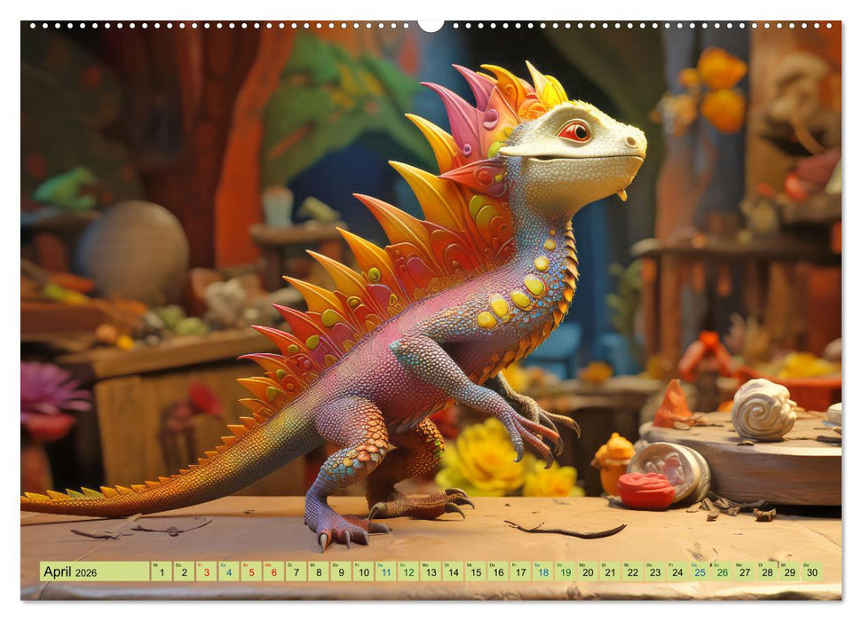 Farbenfrohe Fantasiedrachen (CALVENDO Premium Wandkalender 2026)