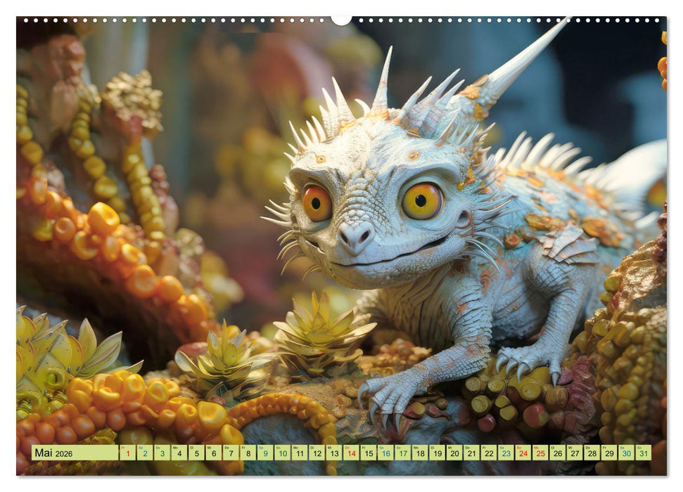 Farbenfrohe Fantasiedrachen (CALVENDO Premium Wandkalender 2026)