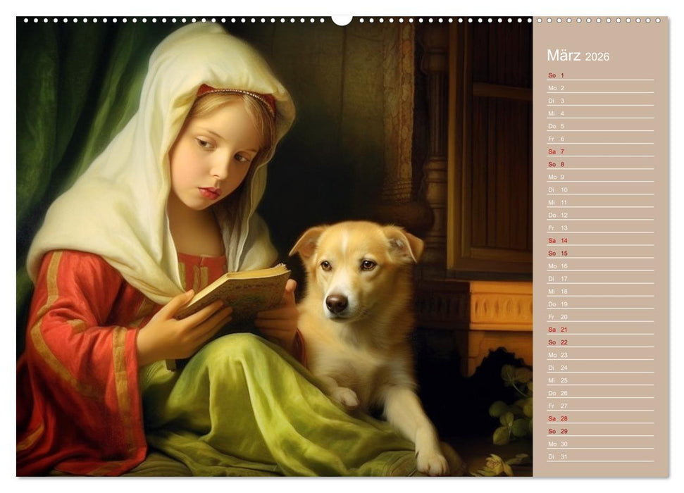 Dame mit Hund (CALVENDO Wandkalender 2026)