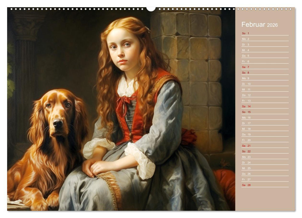 Dame mit Hund (CALVENDO Premium Wandkalender 2026)