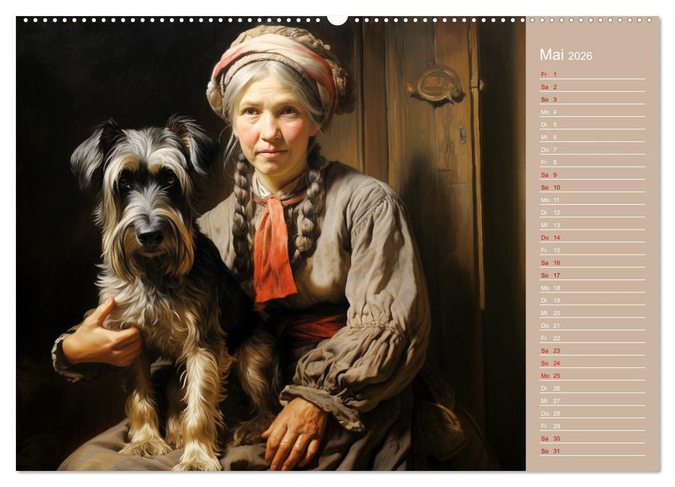 Dame mit Hund (CALVENDO Premium Wandkalender 2026)