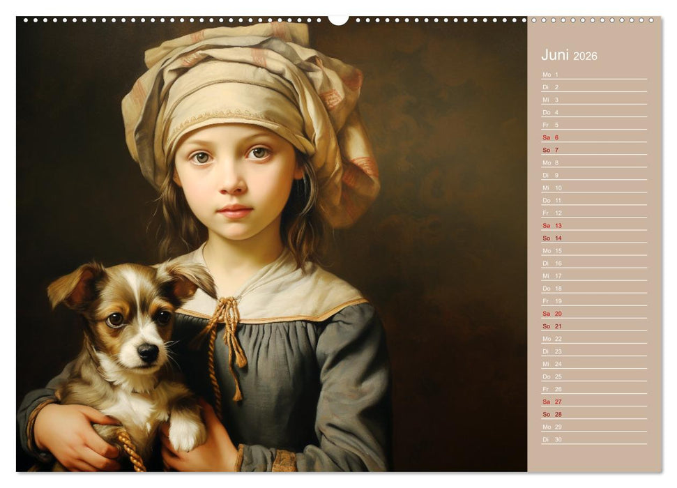 Dame mit Hund (CALVENDO Premium Wandkalender 2026)
