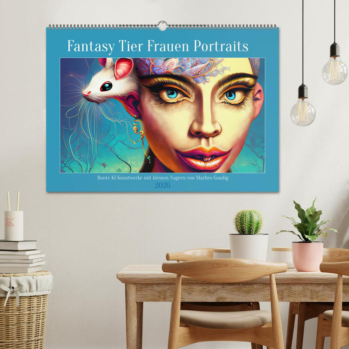 Fantasy Tier Frauen Portraits (CALVENDO Wandkalender 2026)