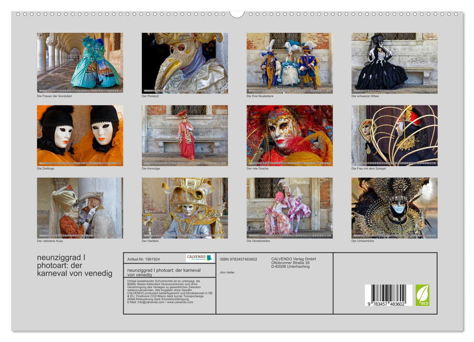 neunziggrad I photoart: der karneval von venedig (CALVENDO Premium Wandkalender 2026)