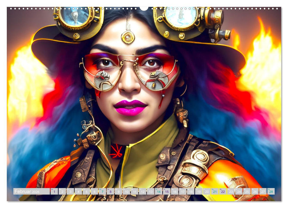 Starke Frauen - Steampunk Lebenswelten (CALVENDO Premium Wandkalender 2026)